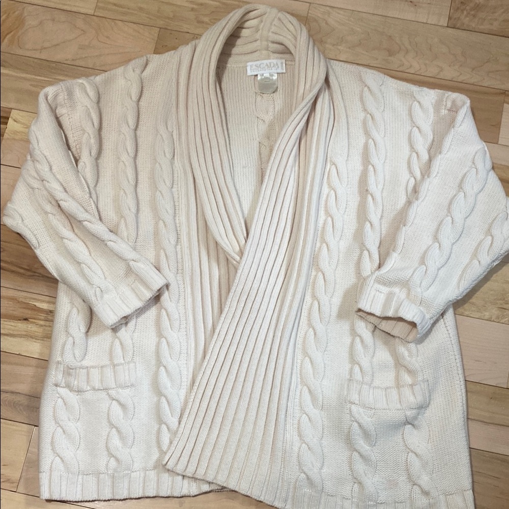 Escada Margaretha Ley Cream Cable Knit Sweater